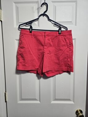 LILA RYAN Red Cotton Blend Bermuda Shorts
